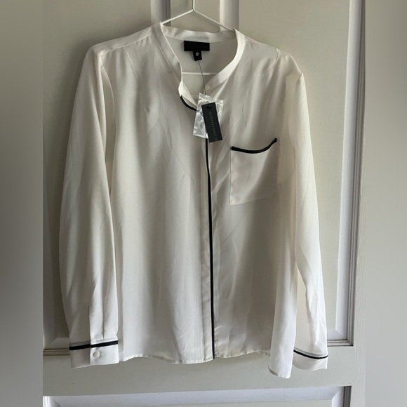 Worthington Off White Button Up Lightweight Blouse Size PXL New With Tags - Picture 3 of 8